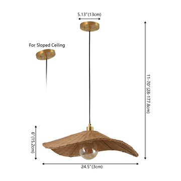 Miko 24.5" Modern Coastal Organic Curve Rattan LED Pendant